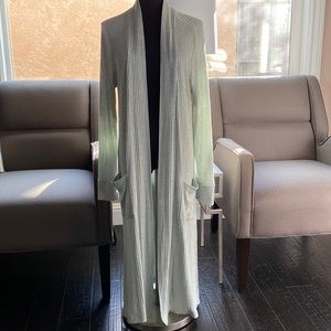 The Loft Long Ribbed Cardigan - (L) Mint Green